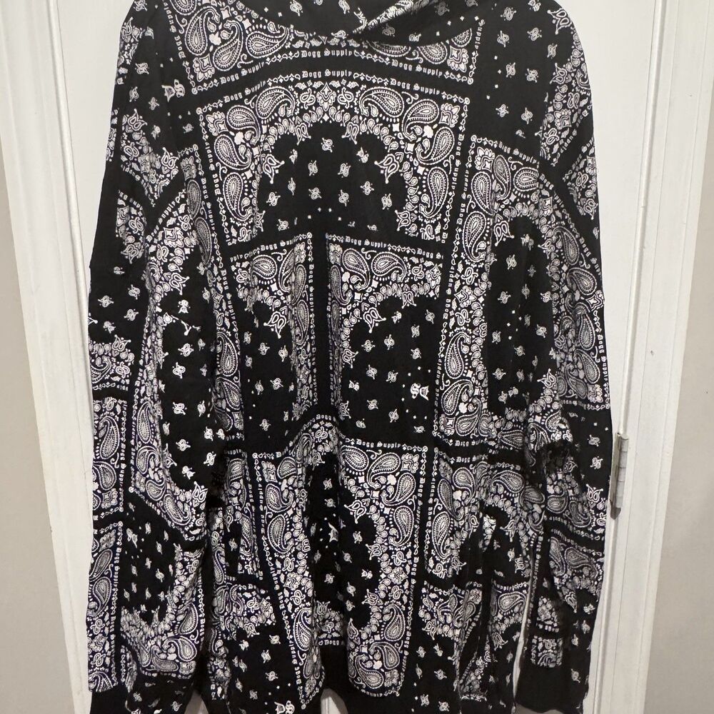 Dogg Supply by Snoop Dogg Hoodie Mens 3XL Black White Bandana Paisley Sweatshirt